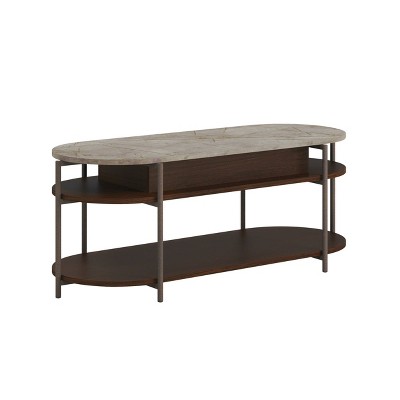 Radial Coffee Table with Stone Look Lift Top Umber Wood - Sauder