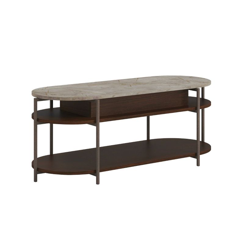 Radial Coffee Table with Stone Look Lift Top Umber Wood - Sauder, 1 of 5