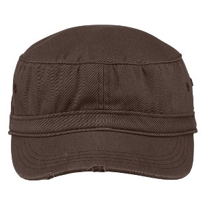 Military Style Distressed Enzyme Washed Cotton Twill Caps in 4 Colors - 1 of 4