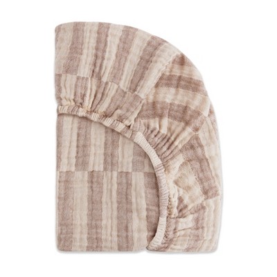 Organic Cotton Cocoa Stripe Muslin Bassinet Sheet