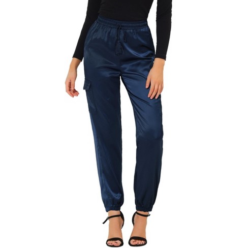 Satin Cargo Pants - Navy blue - Ladies