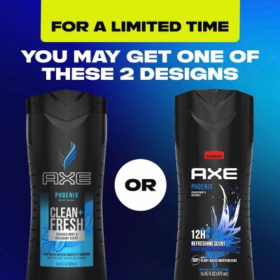Axe Phoenix Clean + Cool Crushed Mint & Rosemary Scent Body Wash Soap - 2pk/16 fl oz: Paraben-Free, Aluminum-Free Liquid for Normal Skin