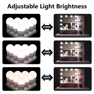 White Linen Particle Board with Triamine Iron Feet Two Drawers Three Shelves Three Colors Dimmable Bulb Light Luxury Style Dressing Table Set - 1 of 4