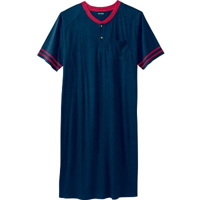 KingSize Men's Big & Tall Short-Sleeve Jersey Henley Nightshirt