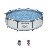 Bestway Steel Pro MAX 10 Foot x 30 Inch Round Metal Frame Above Ground Outdoor Backyard Swimming Pool Set with 330 GPH Filter Pump - image 3 of 4