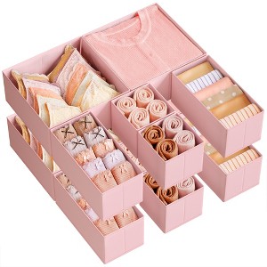 Set of 12 Foldable Fabric Drawer Organizers, 3-Size Storage Bins for Socks Underwear Accessories - 1 of 4
