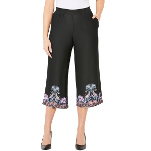 Catherines Women's Plus Size Anywear Wide Leg Capri - 1 of 3