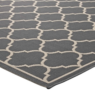 Elegant Gray and Beige Trellis 9' x 12' Synthetic Area Rug