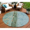 Blue And Gold Abstract Washable Indoor Outdoor Area Rug - 2 of 4