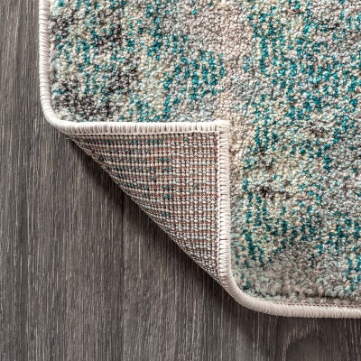 Serene Aqua Splash Abstract Square Rug - Easy Care 5'x5'