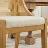 APRILSOUL37.40"Rattan Dining Chairs, Solid Wood Frame with Decorative Armrests, Linen Upholstered Seat - 4 of 4