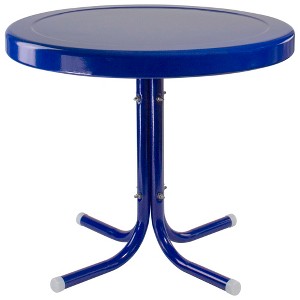 Northlight 22" Outdoor Retro Tulip Side Table, Blue - 1 of 4
