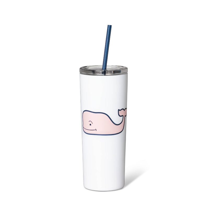 22.5oz Pink Whale Lidded Portable Drinkware - White - vineyard vines&#174; for Target, 1 of 3