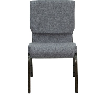 Gray Fabric Stacking Church Chair with Gold Vein Frame