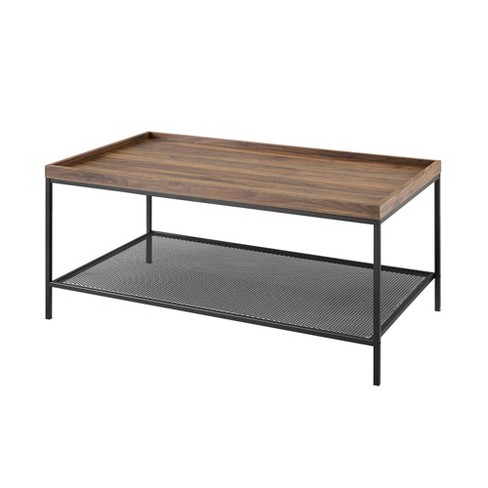 Rosalyn Urban Industrial Glam Tray Coffee Table With Metal Mesh Shelf Saracina Home Target