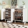 MAYEERTY Minimalist Cream Style Shoe Cabinet, 5 Solid Wood Legs Fluted Doors 4-Door Storage 55.1*13.7", White - 2 of 4