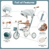TopComfy Infant Seats Baby Tricycle With Removable Adjustable Push Rod Removable Pedal Canopy and Guardrail for Baby, Blue, 21.26"*12.2"*8.27" - 3 of 4