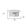 HomeRoots 36" White Solid Wood Round Cross Legs Coffee Table - 3 of 4
