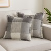 HomeRoots Set of Two 20" Gray And Off White Plaid Cotton Blend Throw Pillows with Fringe - 2 of 4