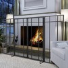 HOMCOM 3-Panel 49.25" W x 31.5" H Metal Mesh Screen Fireplace with Foldable Steel Spark Guard and Magnetic Doors, Black - 2 of 4
