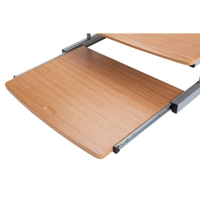 Brown MDF and Metal Monitor Stand with Sliding Keyboard Drawer