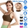 NPolar "Women’s Cross Back Sport Bra Padded Strappy Crop Top – Low Impact, Removable Pads for Gym & Yoga" Medium  Brown - image 2 of 4