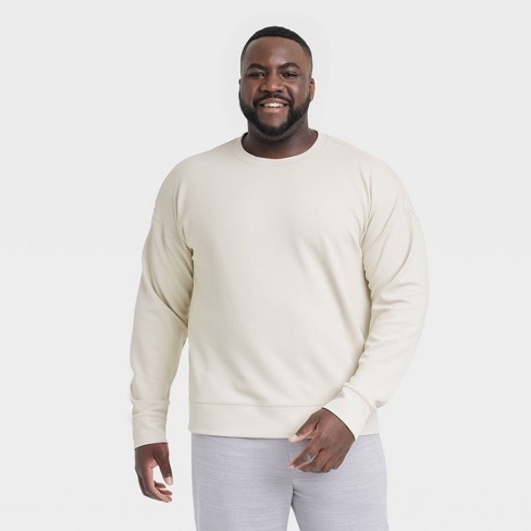 Men's Big Heavy Waffle Crewneck Sweatshirt - All In Motion™ Stone