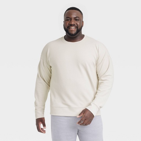 Men's Big Heavy Waffle Crewneck Sweatshirt - All in Motion™ Stone 3XL