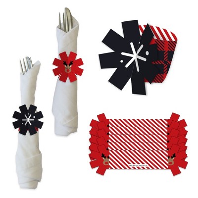 Big Dot of Happiness Jolly Santa Claus - Christmas Party Paper Napkin Holder - Napkin Rings - Set of 24
