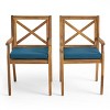 2-Piece Acacia Wood Outdoor Dining Chairs with Water-Resistant Cushions – Perfect for Patio, Garden, and Poolside-Coolbibila - 3 of 4