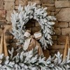 King of Christmas 24" Artificial Flocked Christmas Wreath, Queen Flock Xmas Wreaths for Front Door - 3 of 4