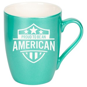 100 North United States 10 Ounce Seafoam Metallic Finish, Comfortably Fits Your Hands, New Bone China Coffee Tea Cup Mug, Proud To Be An American - 1 of 1