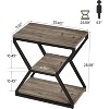 3-Tier End Side Table, Small Industrial Side Table with Storage Shelves for Living Room, Wood Accent Bedside Nightstand with Metal Frame - 3 of 4