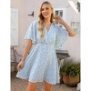 Women's Wrap V-Neck Dot Dress Flutter Sleeve Mini Dress Breathable Summer Dress - 2 of 4