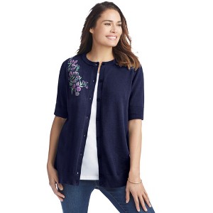 Woman Within Perfect Elbow-Length Sleeve Cardigan - 1 of 4
