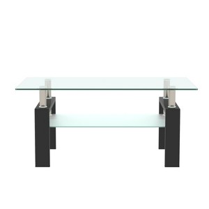 FONTOI Coffee Table with Tempered Glass, Tea Table, End Table, Square Table for Living Room Bedroom, Black&Transparent, 23.62"*17.7"*39.37" - 1 of 4