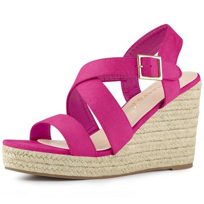 Allegra K Women's Espadrille Ankle Strap Crisscross Strap Wedges Sandals