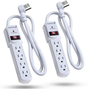 Fosmon [ETL Listed] 4-Outlet Plug Extender Power Strip with Flat Plug and 3FT Power Cord - White