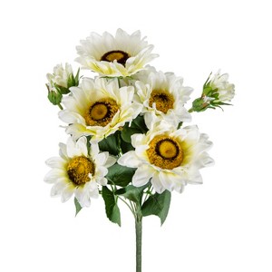 Dexmalle 10.2 x 11 x 18.9"H Artificial Cream Sunflower BushX9, 4 Pack - 1 of 4