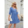 Coolmee Women's Summer  Dress Casual 3/7 Sleeve  Ruched Dresses V Neck A line Midi Dresses - 4 of 4