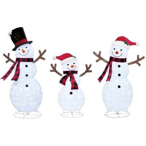 Snowman family purchases pre-lit twinkling