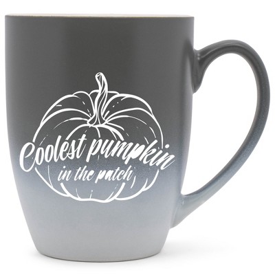 Elanze Designs Coolest Pumpkin In The Patch Two Toned Ombre Matte Gray and White 12 ounce Ceramic Stoneware Coffee Cup Mug