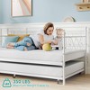 Daybed with Trundle, Sturdy Metal Twin Bed Frame with Stylish Headboard, Steel Slat Support Sofa Bed for Living Room, Bedroom and Guest Room - 3 of 4