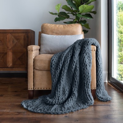 Chunky Knit Throw Blanket Braided, Soft & Cozy - Becky Cameron