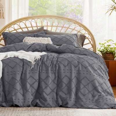 Bedsure | Solid Minimalist Embroidery Duvet Cover Set Cozy and Stylish Bedding Set