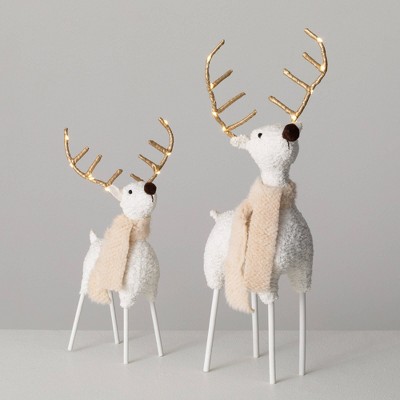 16"H & 22.5"H Sullivans Christmas LED Antler Deer Figurine Set of 2 White-Gold Indoor Christmas Decor