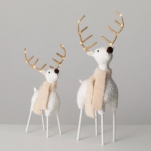 16"H & 22.5"H Sullivans Christmas LED Antler Deer Figurine Set of 2 White-Gold Indoor Christmas Decor - 1 of 4