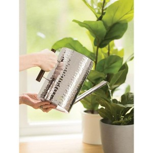 Gardener's Supply Company Stainless Steel Watering Can | Stylish and Modern Design with Easy Grip Wooden Handle & Long Spout to Prevent Spillage | - 1 of 4