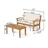 Outdoor Sectional Sofa Set, 2 Pcs Sofa Set with Loveseat and Coffee Table, Loveseat Sofa with Acacia Wood Frame and PE Cushion-Coolbibila - 4 of 4