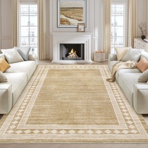 Modern Area Rugs 5x7 Machine Washable Throw Rugs, Non-Shedding Thin Accent Rugs, Foldable Low Pile Indoor Carpet, Ultra-Soft Neutral Floor Mat - 1 of 4